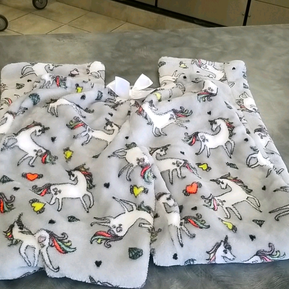Unicorn fleece fuzzy pajama bottoms